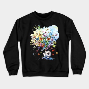 Pomeranian and butterfly Crewneck Sweatshirt